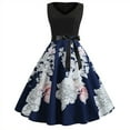 thumbnail image 2 of Summer Savings Clearance!Summer Dress for Women 2024 Women's Fashion Vintage Print V-Neck Sleeveless Sexy Swing Dress Womens Plus Size Dress, 2 of 5