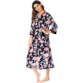 thumbnail image 3 of Ekouaer Women Zipper Robe 3/4 Sleeves Loungewear Dress Full Length Sleepwear Pockets Housecoat Nightgown Long Bathrobe, 3 of 6