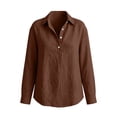 thumbnail image 4 of Purcolt Women's Linen Button Shirt Long Sleeve Loose Blouse with Pocket for Summer Travel Beach Work Outfits Solid Work Business Casual Tops, 4 of 6