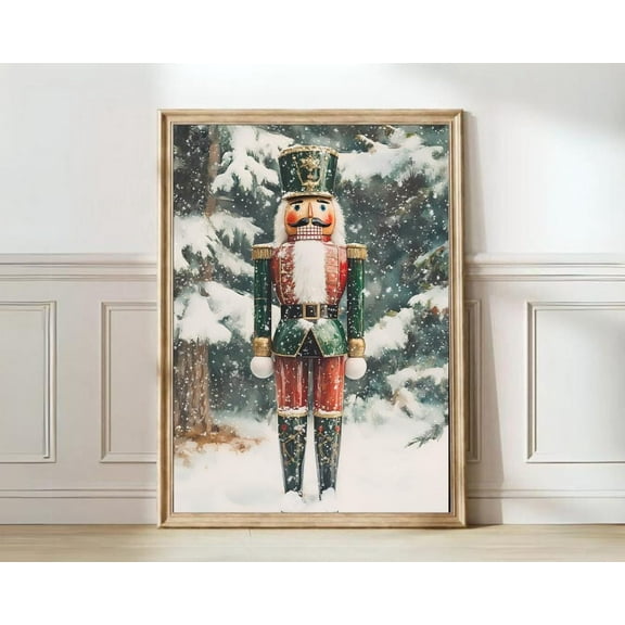 Kna Prints - Nutcracker Print Print Classic Wall Art Traditional Decor Snowy Tree Green Winter Print Wall Art, Modern Wall Decor For Living Room Bedroom, UNFRAMED-8x12