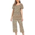 thumbnail image 1 of HAHDAXIA Womens Pajama Set Cotton Capri Pant Pyjama Short Sleeve Sleepwear Summer Pjs, 1 of 6