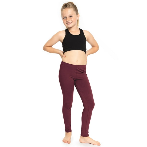 Stretch Is Comfort Stretchy Girl s Cotton Leggings Burgundy Medium