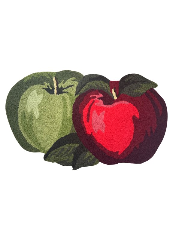 Fruit Rug Apple Shaped Bath Mat for Bathroom,31.5"x17.7",Washable Apple Area Rug Nonslip Fruit Area Rug Cute Orchard Rug Hand Woven Carpet for Bathroom Bathtub