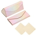 thumbnail image 1 of Estuche de gafas plegable Uxcell, 2 piezas organizador de gafas de sol magnético triangular de cuero PU, rosa degradado, 1 of 5
