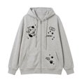 thumbnail image 4 of Zip Up Hoodie Women Long Sleeve Cat Print Loose Fit Jacket Gy1 M, 4 of 4