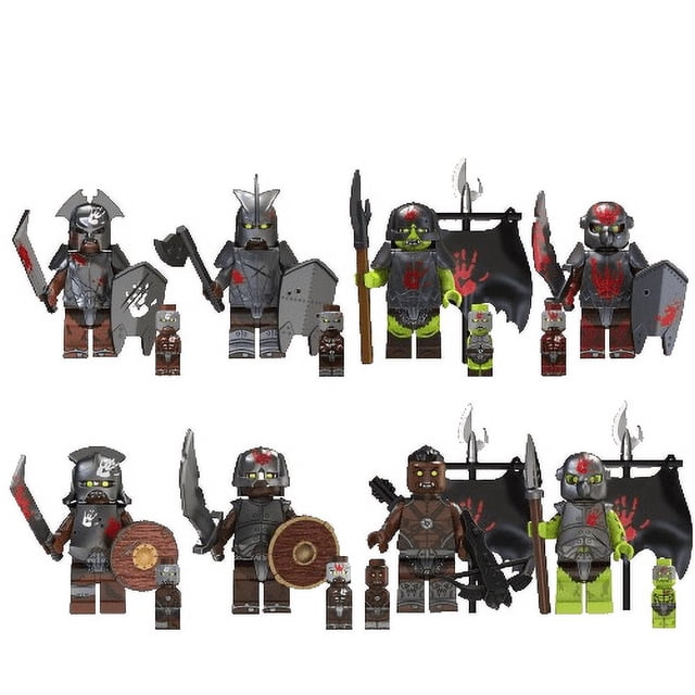 Set de 8 Figuras de Guerrero Oscuro, Personajes de Saga Épica con Armadura Detallada, Juguete de Bloques de Construcción para Coleccionistas y Juego Creativo
