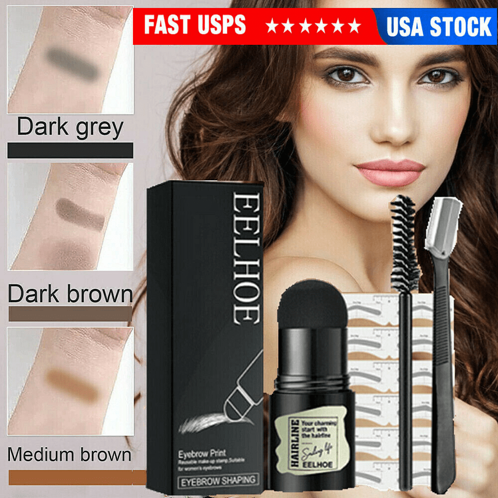 1 Pack Eyebrow Stamp Stencil Kit,1 Step Waterproof Brow Stamp and