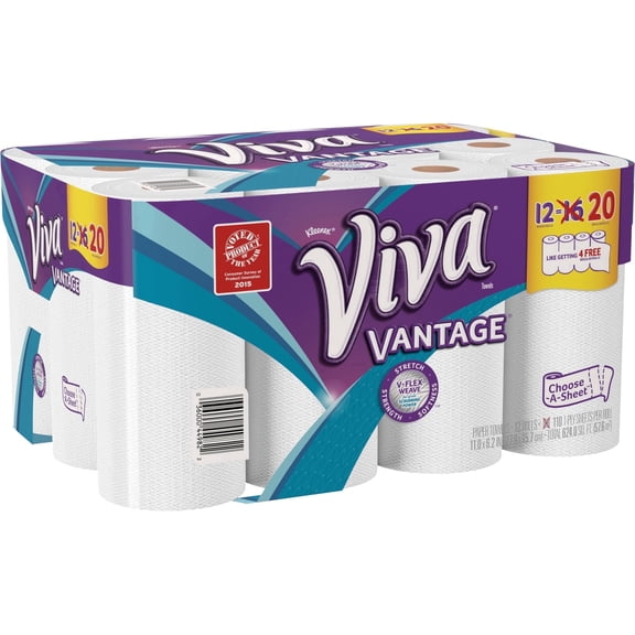 Viva Vantage Paper Towels, Choose-A-Sheet, 12 Bonus Rolls