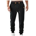 thumbnail image 1 of EGNMCR Men's Lightweight Pants, Cargo Pants Men, Linen Pants Men Men Solid Color Pocket Zipper Elastic Waist Draw Rope Sweatpants Trousers Men Polyester pants, 1 of 7