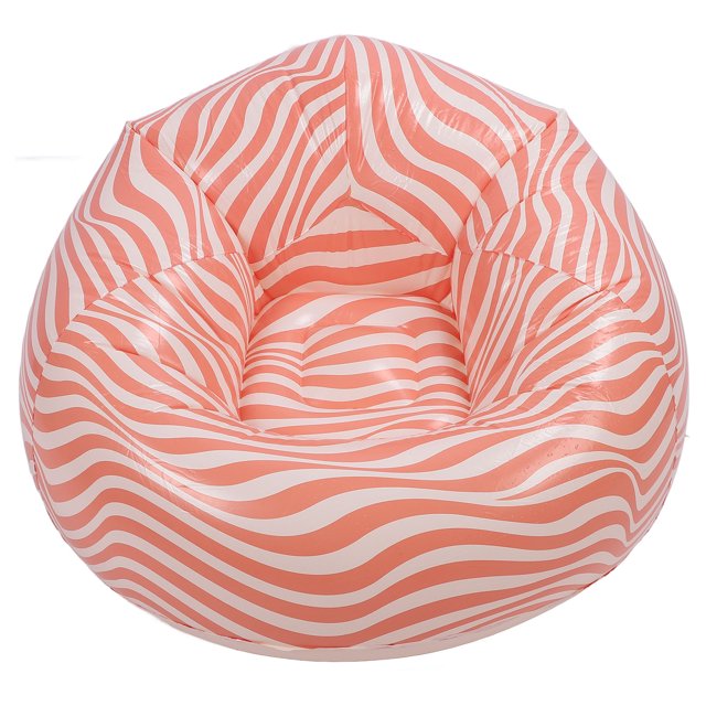 Ergonomic Inflatable Chair, PVC Strip Pattern Inflatable Beanbag Chair with Back Support, Suitable for Various Settings, Indoor and Outdoor Lounging