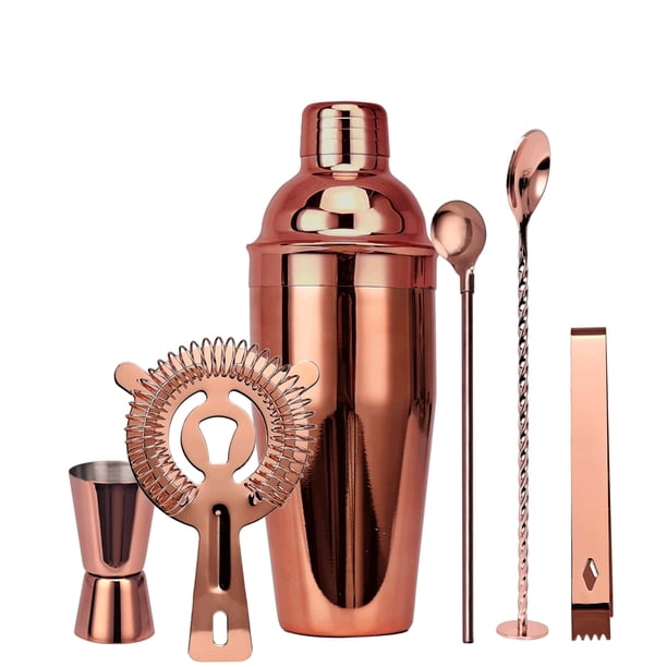 Juego de cóctel de barra, kit de coctelera para hacer bebidas, mezclador de acero inoxidable Eccomum Rosa/750ml