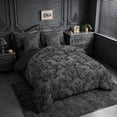 thumbnail image 2 of meiyoeat Gothic Skull Moth 7pcs Queen Bedding,Rustic Damask Floral Bedding Comforter Set Queen For Men Women, Black Gray,Black Reversible, 2 of 7