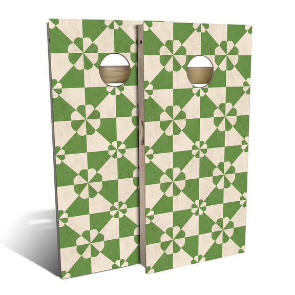 Skip's Garage | Green Tile Cornhole Board Set | Includes Boards & Bags | Choose Your Size & Accessories