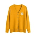 thumbnail image 2 of NTACZA Yellow Sweaters for Women Flower Print Button Up V Neck Sweater Cardigan Loose Fit Cozy Knitted Jumpers for Women 3X, 2 of 5