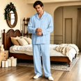 thumbnail image 6 of Matching Pjs for Couples Button Down Long Sleeve Sleepwear His and Her Matching Pajamas Plaid Soft Couples Matching Outfits Loungewear Sky Blue L, 6 of 7