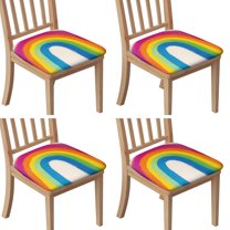 Rainbow Painting Seat Covers for Dining Room Chairs Set Of 4,Stretch Printed Washable Chair Seat Cover with Elastic Ties and Button,Removable Waterproof Couch Cushion Covers