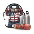 thumbnail image 6 of Pofeuu Patriotic Boxing Bear Art Print Neoprene Lunch box Insulated Soft Bag Mini Cooler Thermal Meal Tote Kit for Boys, Girls,Men,Women,School,Work, Office,Black, 6 of 7