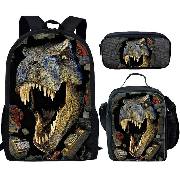Mochila HUGS IDEA T-rex con forma de dinosaurio para adolescentes y niños con bolsa de almuerzo