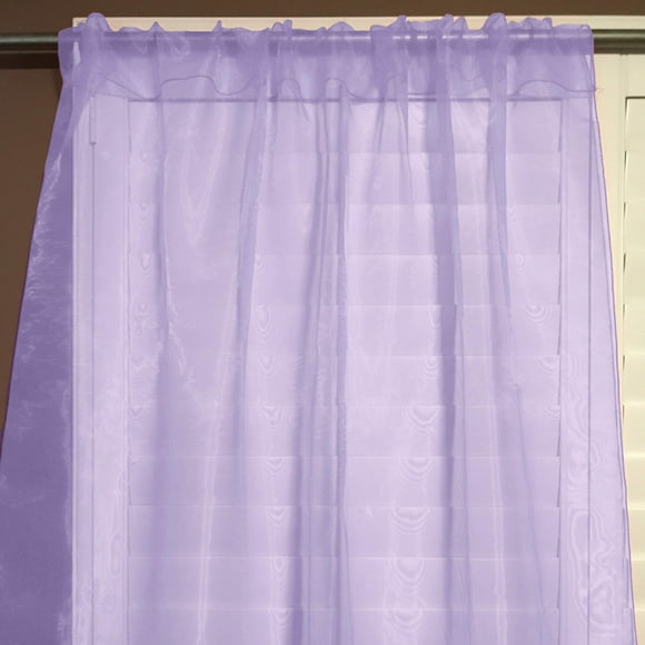 Sheer Tinted Organza Solid Single Curtain Panel 58 Inch Wide Lavender