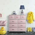 thumbnail image 7 of Nightstand Chest 9 Drawers Bedside Organizer Dresser Furniture for Bedroom and Office - Pink, 7 of 7