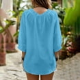 thumbnail image 7 of V Neck Blouses for Women Boho Ruffle Flowy Trendy Lace Up 3/4 Sleeve Tops Elegant Casual Loose Fit Vacation Tunic Shirts, 7 of 7
