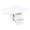 thumbnail image 6 of Irregular Coffee Table : 2 Drawers, Stools, Living Room Furniture, White , 38.2x26.4x14.6 Inches Design With Drawers & Room,, 6 of 6