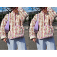 thumbnail image 3 of Women's Cropped Puffer Jacket Floral Print Quilted Puffer Jackets Open Front Lightweight Short Jacket Trendy, 3 of 6