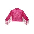 thumbnail image 6 of renvena Girls Disco Dance Jackets Sequins Fringed Long Sleeve Open Front Cardigan Birthday Party Tops Hot Pink 12, 6 of 7