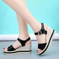 thumbnail image 5 of AXXD Black Wedge Sandals for Women 7 Summer Sandals Open Toe Sandals Casual Low Slip On Sandals Comfortable Outdoor Shoes, 5 of 6
