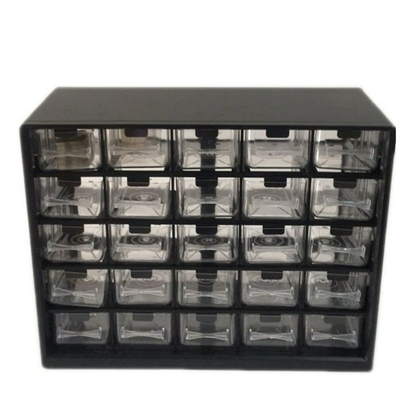 25 tiroirs de stockage de pièces boîte de rangement vis pièces organisateur  artisanat noir 
