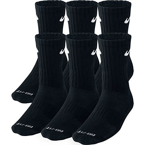Nike Dri-Fit Cushion Crew Socks - Large - 6 Pair Pack One Size