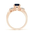thumbnail image 2 of Angara Natural 1.6 Ct. Blue Sapphire with Diamond Three Stone Ring in 14K Rose Gold for Women (Ring Size: 12), 2 of 12