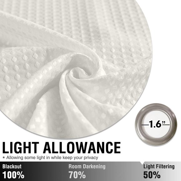 Curtainking Waffle Weave Textured Curtains 96 inch Farmhouse Light Filtering Drapes for Living Room Bedroom Grommet Window Curtain 2 Panels Off White