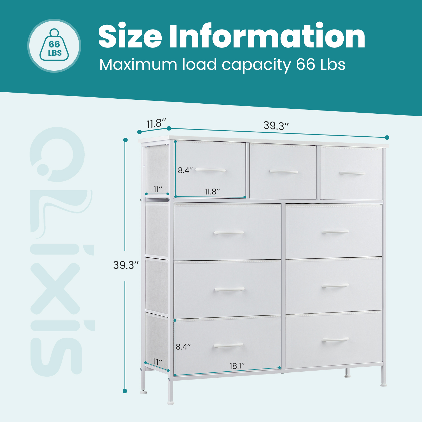 edx 9-Drawer Fabric Storage Dresser, White photo 8