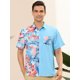 thumbnail image 2 of Lars Amadeus Camisa de patchwork de playa con botones y manga corta con estampado hawaiano para hombre Azul M Unique Bargains Camisa, 2 of 6