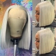 thumbnail image 5 of Grey Lace Bob wig Human Hair Pre Plucked Short Straight Peruvian Virgin Hair 150% Density Bob Wig 13x4 Lace Front Wigs Middle Part for Women, 5 of 6