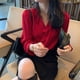thumbnail image 1 of Camisas elegantes Rimocy con volantes blancos para mujer, blusas de manga larga con cuello en V, blusas coreanas dulces y holgadas con botones para mujer, primavera 2022, 1 of 6