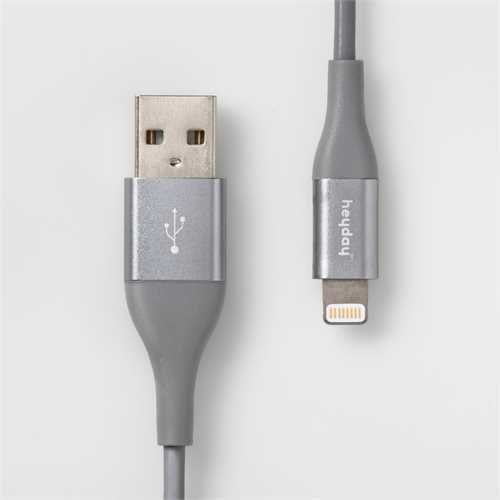 4' Lightning to USB-A Round Cable - heyday&trade; Gray/Silver