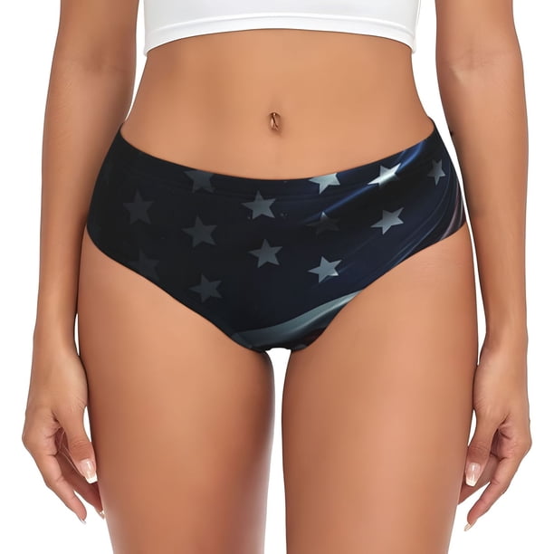 Fotbe American Flag Waving Print Calzones Estampados para Mujer – Ropa Interior de Algodón, Cómoda, Suave y Elástica-4X-Large
