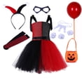 thumbnail image 3 of Disfraz De payaso Joker para niñas, disfraz De Cruella De Vil, villano De Halloween, fantasía, vestido De punto, tutú De cumpleaños para niños, 3 of 5