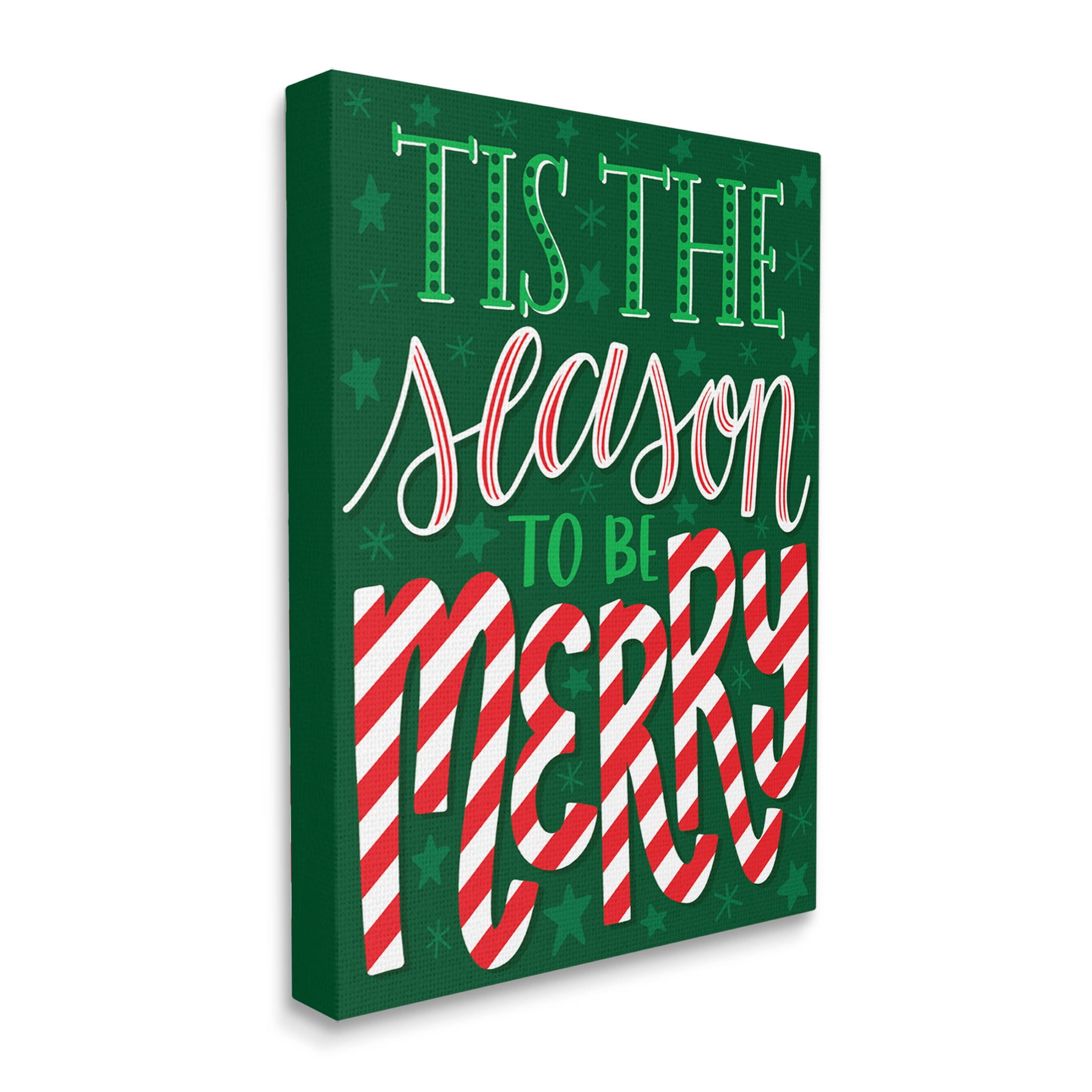 Tis The Season To Be Merry Patterned Holiday Graphic Art Gallery Wrapped Canvas Print Wall Art