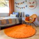 thumbnail image 5 of Alfombra Amdrebio circular redonda naranja de 120 cm para dormitorio y sala de estar, 5 of 9