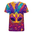 thumbnail image 5 of Gamivast Women Carnival Shirt Cute Mask Graphic Short Sleeve Holiday Pullover Dressy Crewneck Happy Mardi Gras Day T-Shirt Carnival Party Outfits 2026, 5 of 6