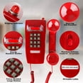 thumbnail image 5 of 2X Wall Phones for Landline with Mechanical Ringing, Single Line 2554 Wall Telephone with Voicemail Indicator,Red, 5 of 7