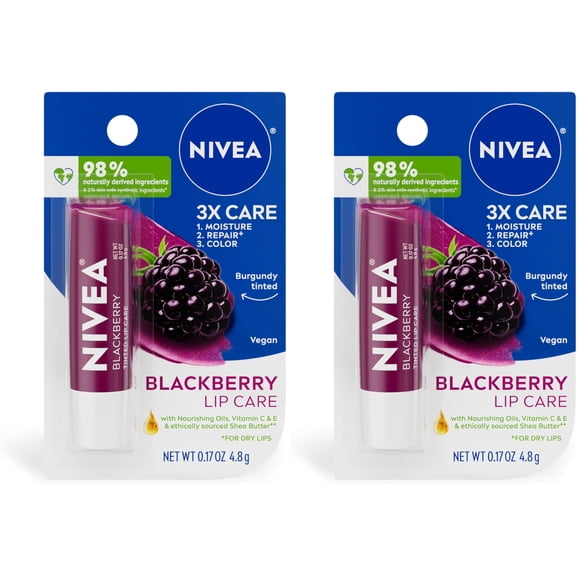 Bálsamo labial NIVEA Blackberry con color e hidratación, pack de 2