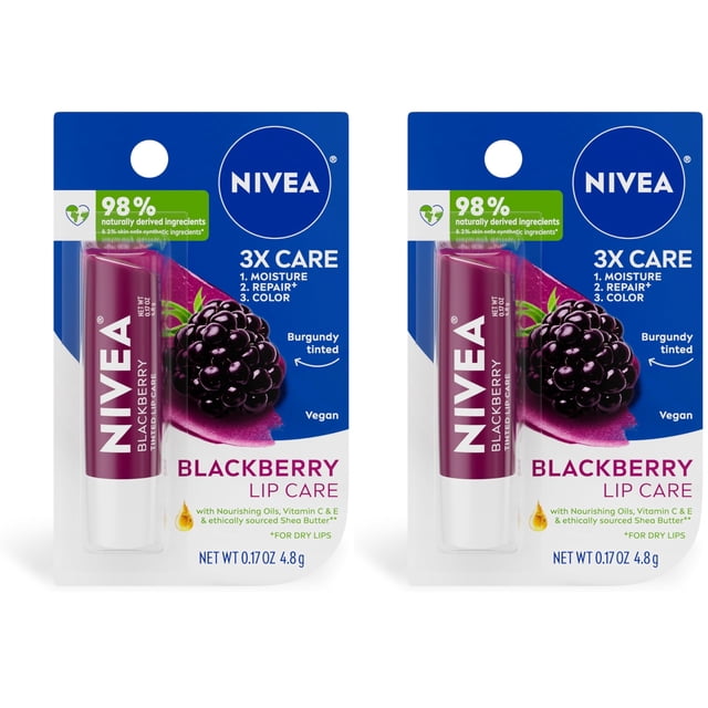 Bálsamo labial NIVEA Blackberry con color e hidratación, pack de 2