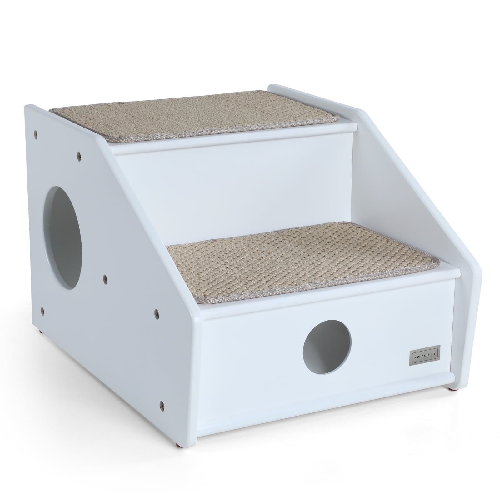 Petsfit Wooden Dog Stairs, Tall Pet Steps, Easy Assembly, Secure, Pre-drilled, White
