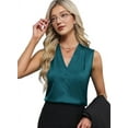 thumbnail image 3 of Womens Summer Sleeveless Silk Satin V Neck Business Casual Tank Tops Sea blue XXL, 3 of 7