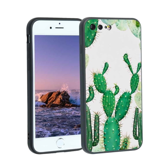 Cactus-watercolor Phone Case, Degined for iPhone 7 Plus Case Men Women, Flexible Silicone Shockproof Case for iPhone 7 Plus
