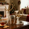 thumbnail image 6 of DAMAI 2 Pcs Standing & Sitting Resin Nordic Minimalist Reindeer Figurine, White Resin Deer Decor, Long-Horned Reindeer Christmas Decorations for Living Room Wine Cabinet Decor, 6 of 7